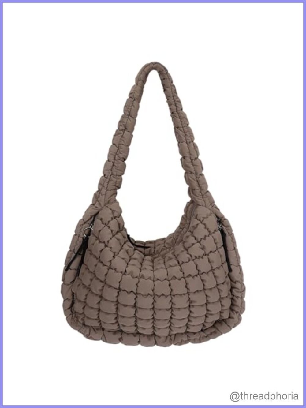 Quilted Nylon Tote Bag Large Puffer Carryall Hobo with Padding Shoulder Strap